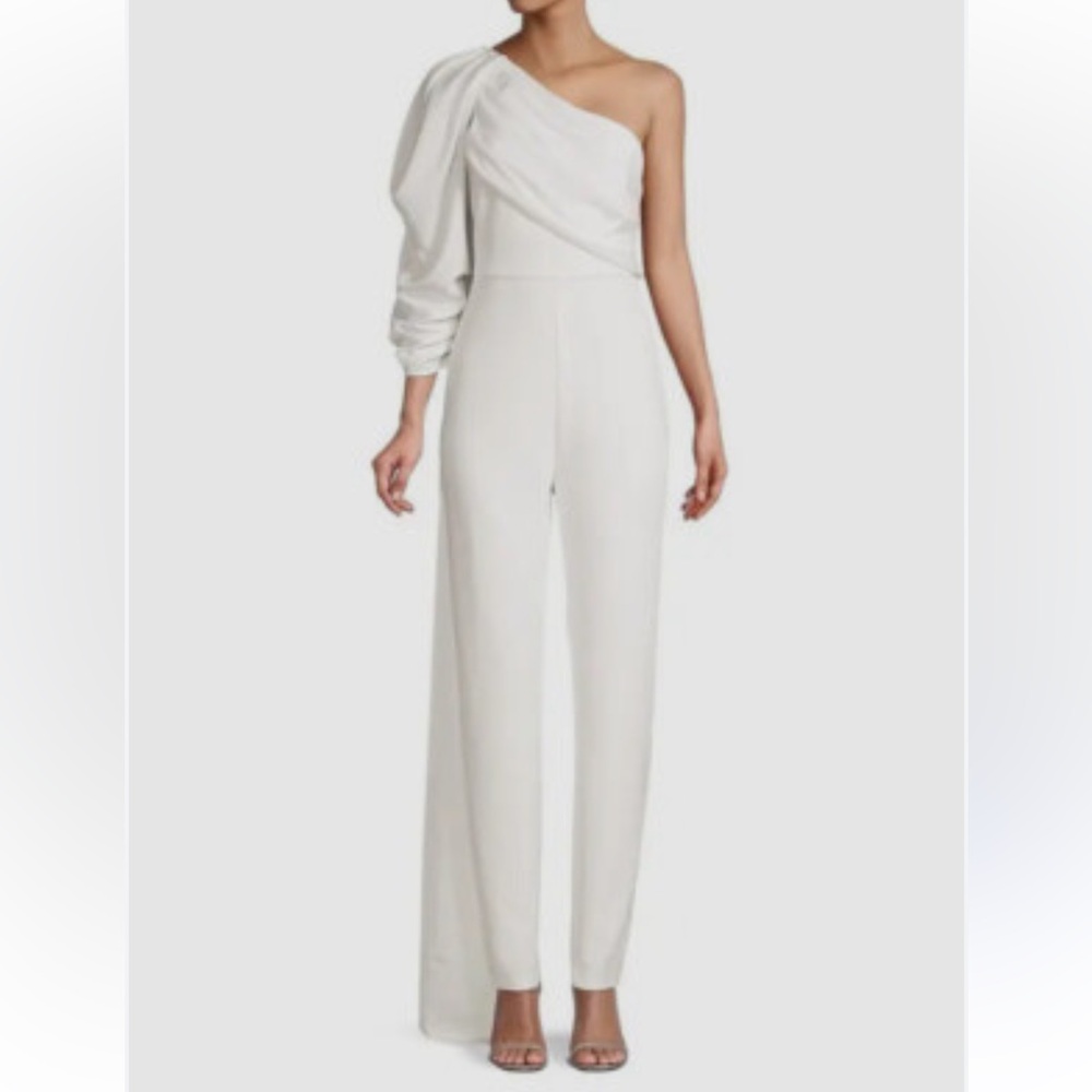 ONE33 Social Women's‎ Ivory Draped One-Shoulder Jumpsuit Size 0